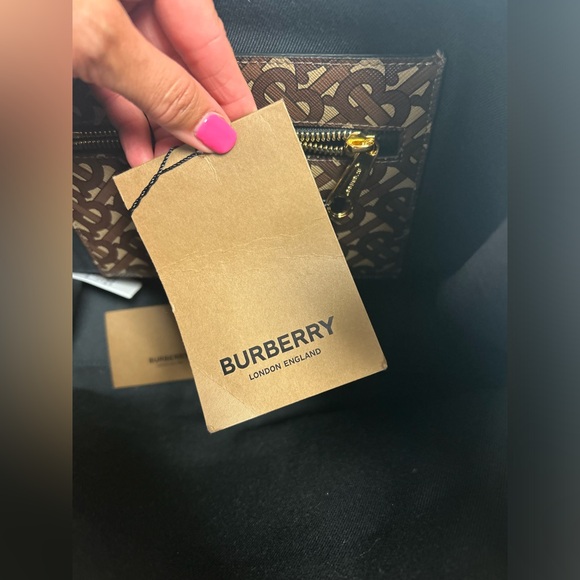 Burberry Small Monogram Striped Logo Tote NWT Bridle Brown Multicolor - Picture 7 of 10